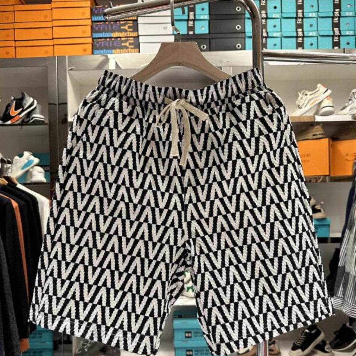 条纹短裤男士夏季潮牌痞帅运动五分裤2025新款裤子男款夏天休闲裤