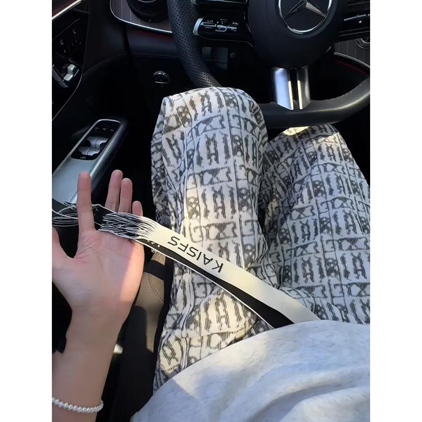 美式高街格子卫裤男秋冬灯芯绒宽松垂感阔腿裤高街直筒平脚休闲裤