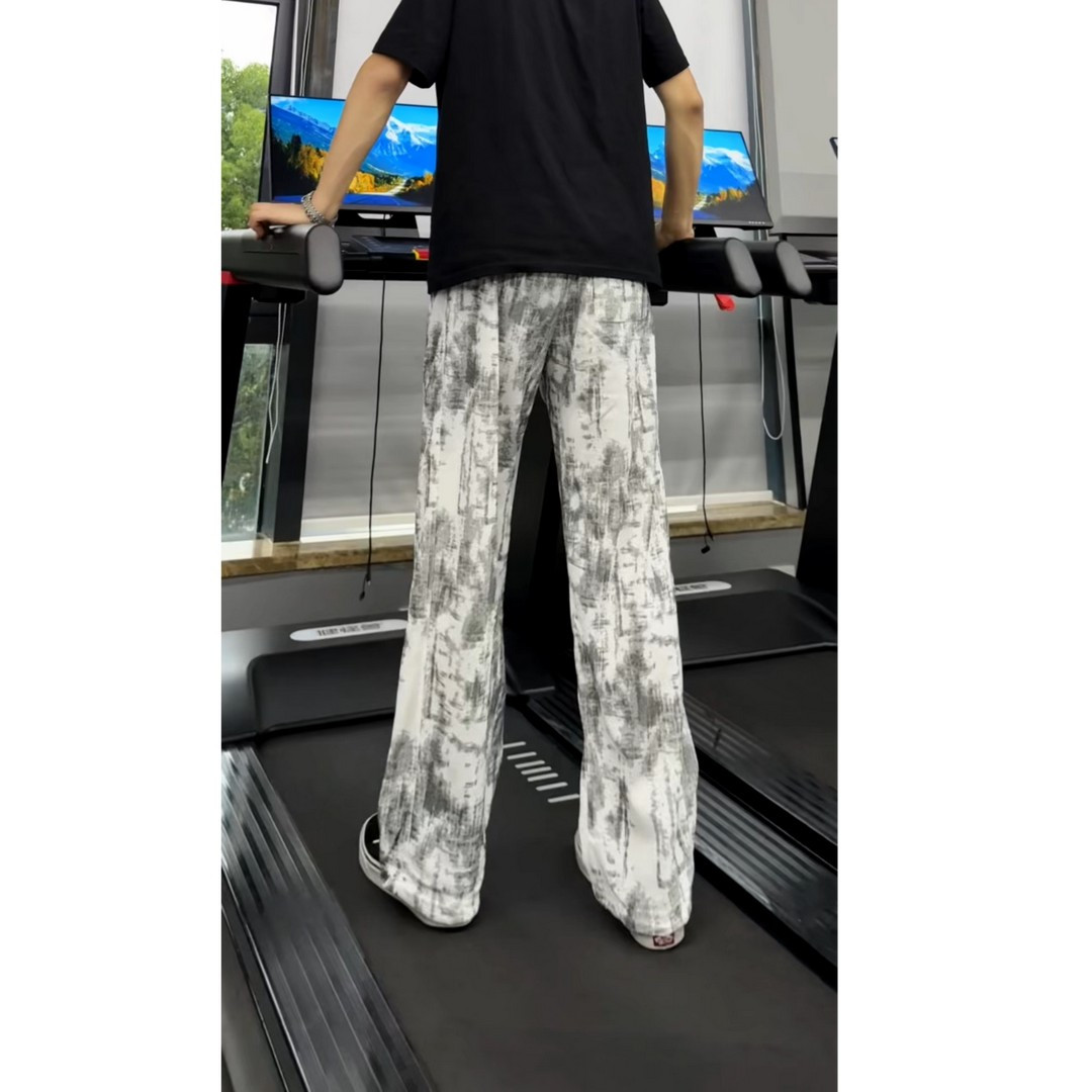 美式复古扎染男士垂感阔腿裤