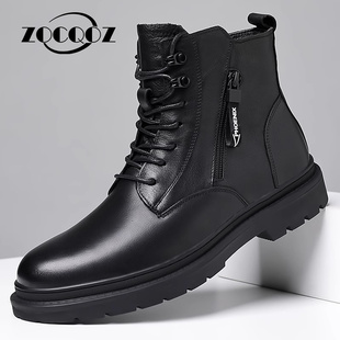 马丁靴男夏秋冬真皮加绒保暖英伦风机车军战靴中高帮靴 ZOCQOZ新款
