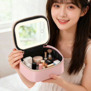 新款LED灯带镜化妆包女随身包迷你小号便携旅行口红收纳包女