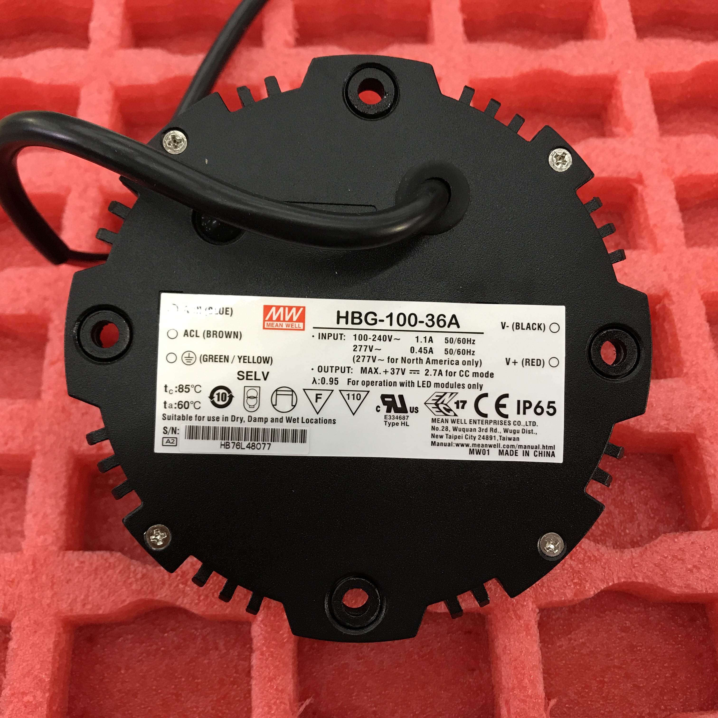 台湾明纬圆形led防水电源 hbg-100-36a 100w 21.6~36v 2.7a 全新