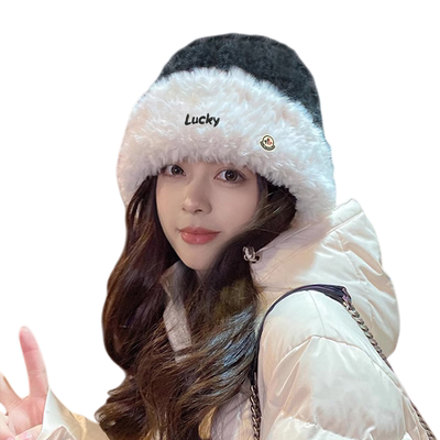 【官方直营】蒙口钢琴毛绒棒球帽男女同款黑白拼色保暖百搭护耳帽