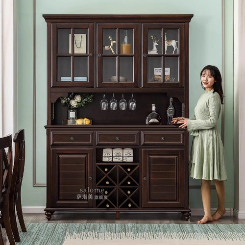 美式复古全实木多功能储物柜酒柜