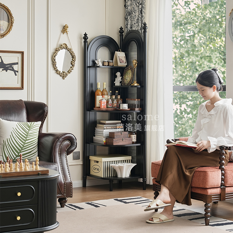 萨洛美式法式实木客厅卧室转角架