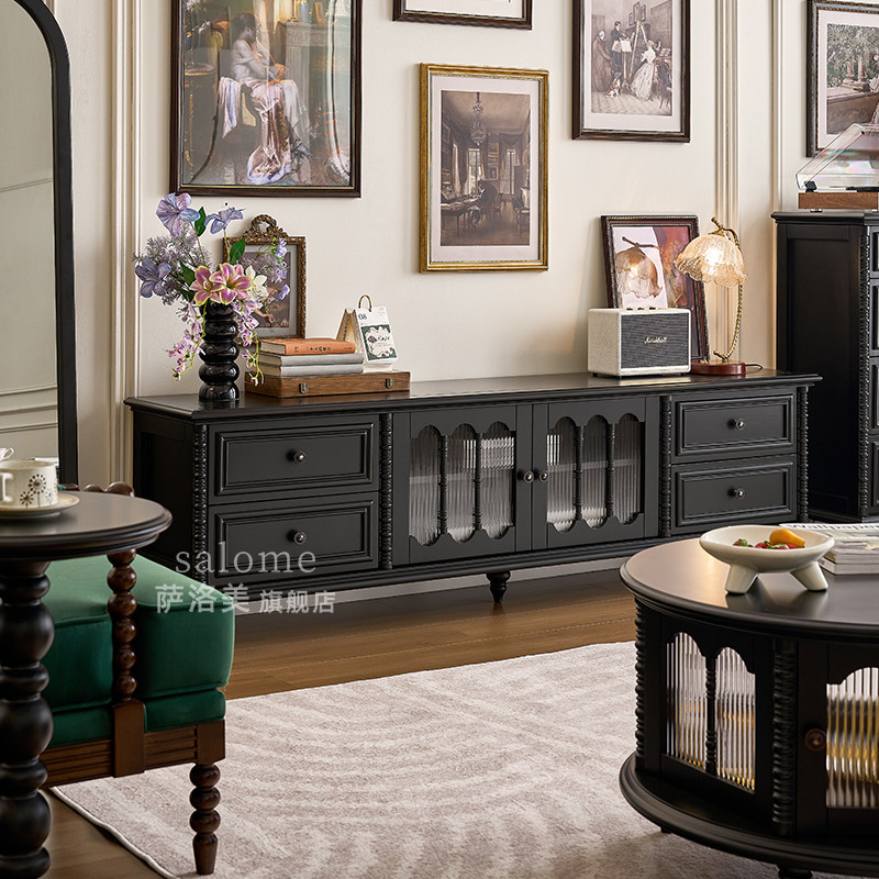 法式实木电视柜落地客厅小户型2026新款美式轻奢高级感一体靠墙柜,住宅家具,电视柜,淘宝优惠券,粉丝福利购,淘宝优惠卷