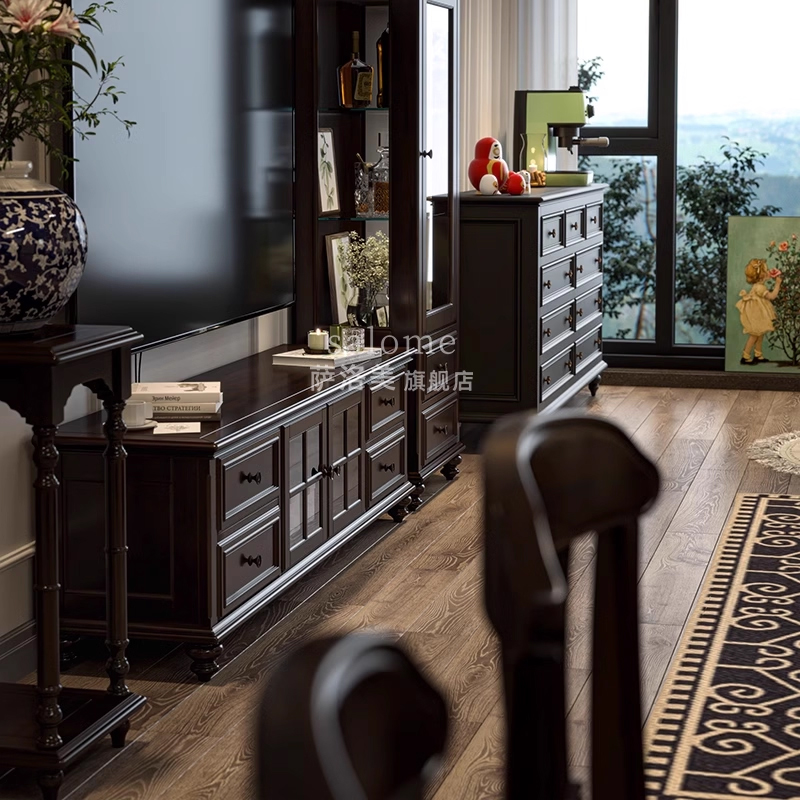 萨洛美美式复古全实木电视柜