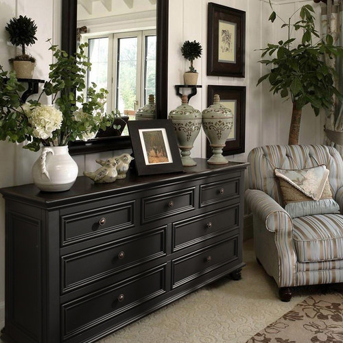 萨洛美美式黑色复古实木储物斗柜