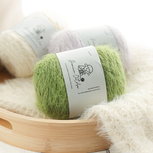 羊毛长绒线中粗手工编织围巾毛衣毯子钩织披肩线长毛毛羽毛毛线团