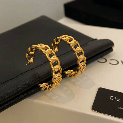 CIX命定之轮/明星同款大圈耳环耳钉蚊香盘耳夹无耳洞耳环金色耳饰