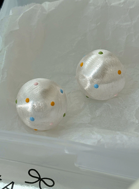 CIX星河点点/设计感拉丝耳钉蚊香盘耳夹女无耳洞彩色波点耳环耳饰