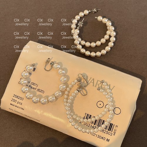 CIX纯白梦境/超百搭！珍珠大耳圈耳饰耳钉蚊香盘耳夹无耳洞耳环女