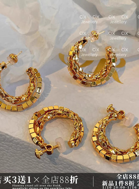 CIX暮晓/超好戴的耳夹！港风大耳圈蚊香盘耳夹无耳洞耳环气质耳饰