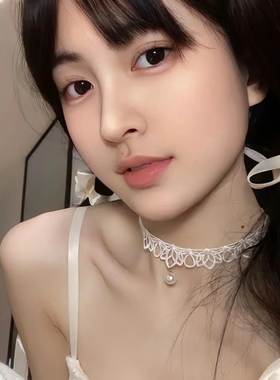 纯欲夏季珍珠双层choker白色蕾丝