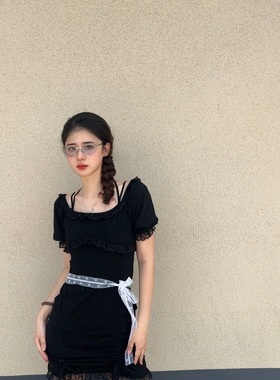 白色蕾丝飘带丝巾女韩系细窄长条