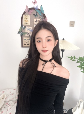 韩系纯欲风丝绒蝴蝶结choker