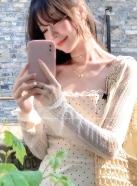 项链女白色蕾丝珍珠颈链少女颈带