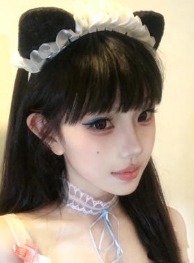 纯欲白色蝴蝶结蕾丝项圈少女颈带