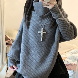 万圣节朋克哥特风毛衣链亚文化小众颈饰大十字架吊坠项链锁骨链男