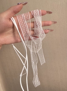 2025新纯欲白色蕾丝长款飘带颈带