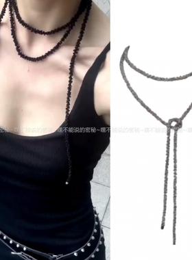 复古设计叠戴长款丝带女走秀款