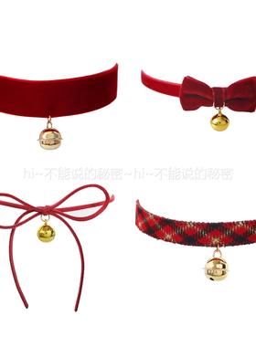 新年饰品圣诞节蝴蝶结铃铛项链