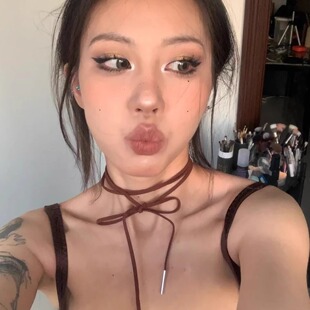 棕色颈带麂皮绒长款蝴蝶结项链辣妹简约纯欲多层绑带毛衣链锁骨链