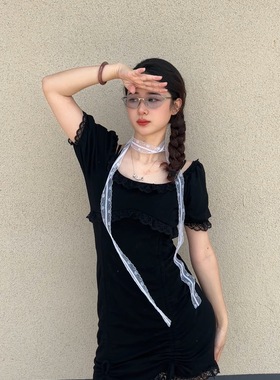 复古纯欲蕾丝细长条丝巾女颈带韩