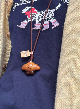 仿真碱水面包长款项链女款牛角包