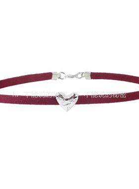 新年酒红饰品新款蕾丝珍珠爱心项