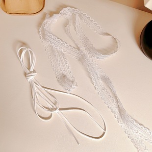 新款甜美蕾丝腰带女配裙子牛仔裤裤带白色丝带腰绳细长条丝巾发带
