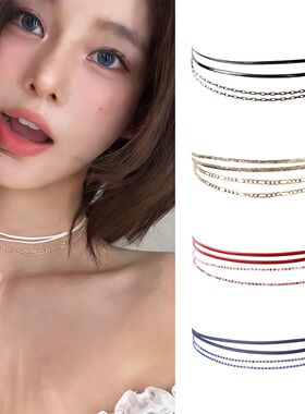 轻奢多层颈带choker项链锁骨链女