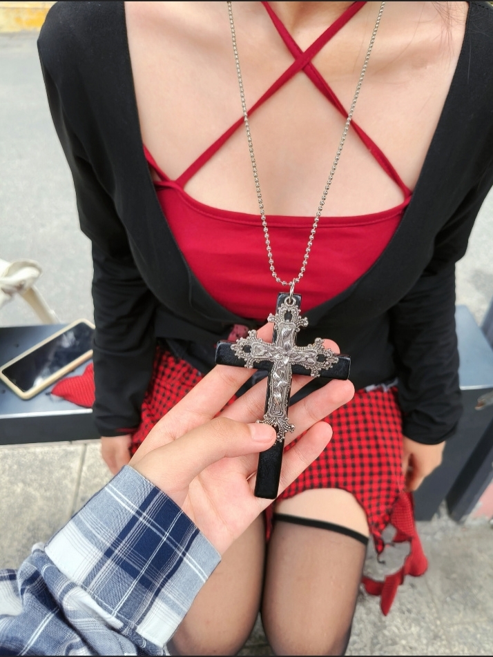 纯欲长款哥特朋克风y2k十字架