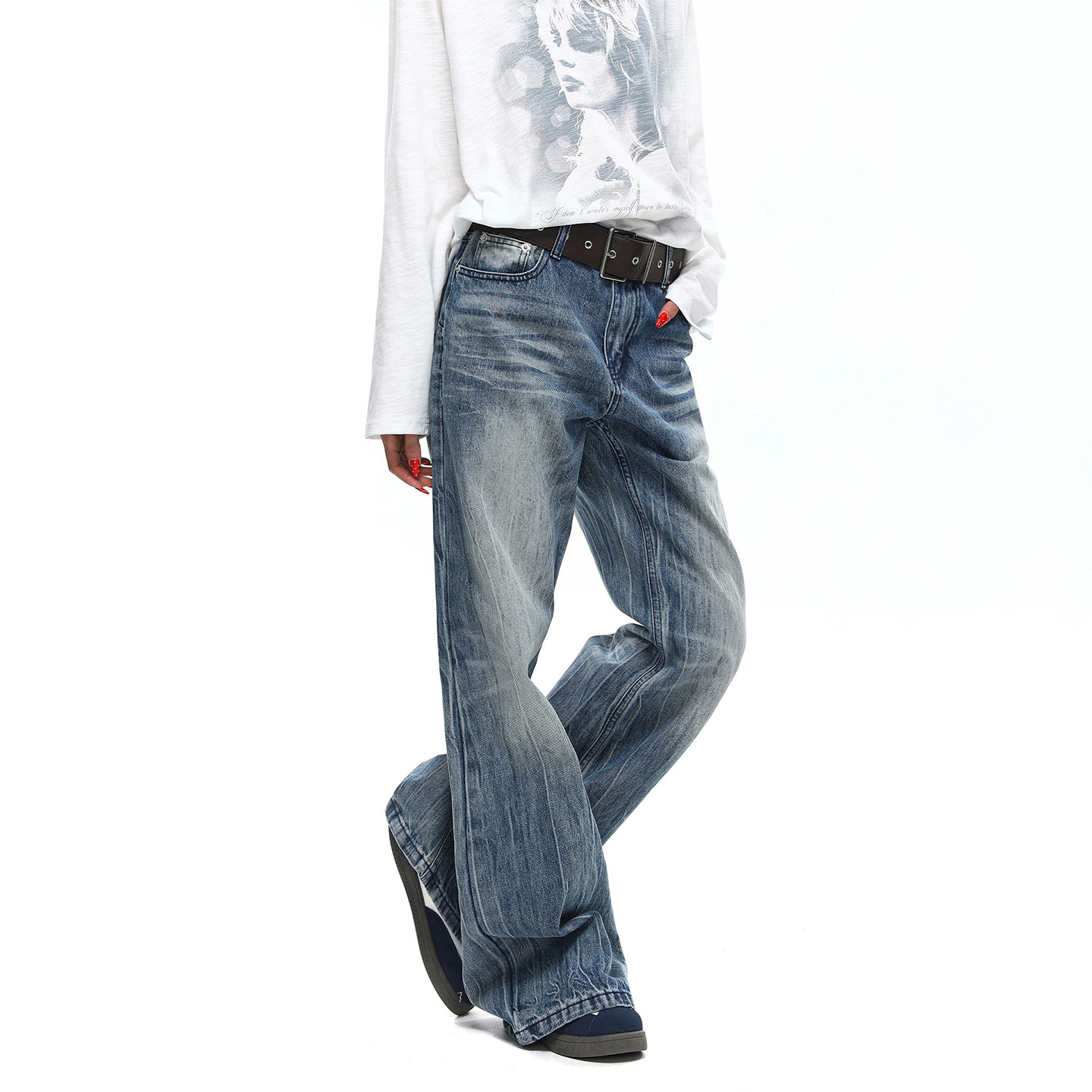 BTSG复古高棉水洗做旧竹节纹理猫须微喇牛仔裤通勤气质闪电蓝牛王,男装,牛仔裤,淘宝优惠券,粉丝福利购,淘宝优惠卷