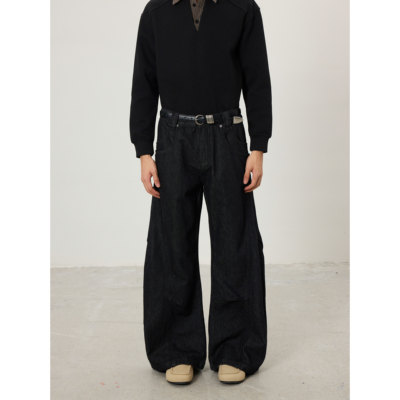 BTSG美式复古水洗弯刀牛仔裤