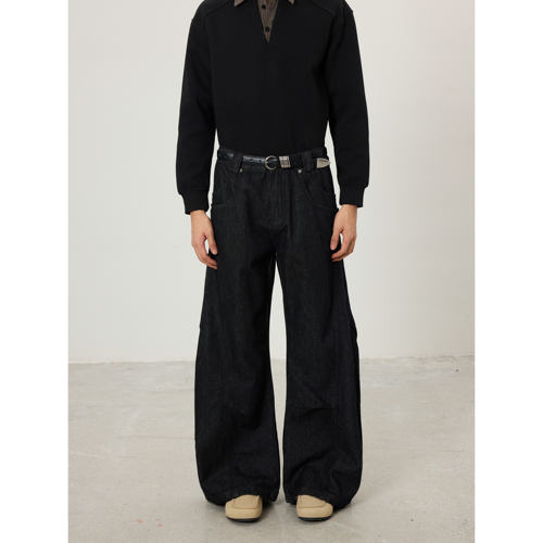 BTSG美式复古水洗弯刀牛仔裤