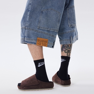 小众阔腿七分短裤 BTSG 复古Cleanfit水洗牛仔中裤 美式 反穿设计