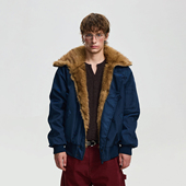 BTSG美式 复古bomber高领座山雕夹克冬季 男女加厚保暖毛领棉服外套