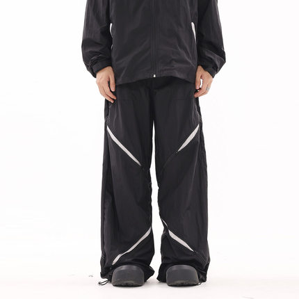 BTSG美式复古小众拉链设计感速干伞兵裤拼接阔腿垂感休闲运动裤潮