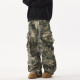 BTSG美式 男 vibe风阔腿长裤 复古迷彩蔓延晕染迷彩立体多口袋工装 裤