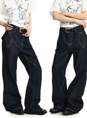 BTSG 12.5oz丹宁赤耳肌理感A字原牛单缝线口袋复古宽松微喇牛仔裤