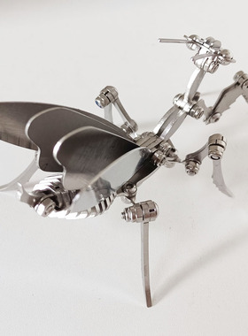 不绣钢螳螂模型金属螳螂摆件礼品