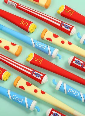 一套4支 汉堡中性笔 可爱趣味食物硅胶水笔 0.5mm黑色签字笔 礼品