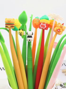 摇摇中性笔分离式设计硅胶笔网红学生可爱花朵黑色摇摆0.5mm水笔