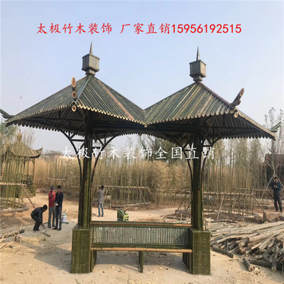 凉亭户外房子竹屋建筑长廊围栏