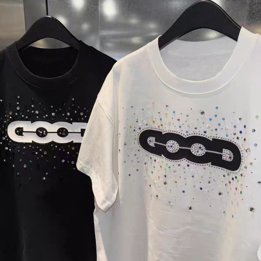 unxu美式复古立体宝石印花T恤