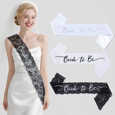 Bachelorette Sash Lace新娘单身派对绶带蕾丝准新娘肩带婚礼礼物