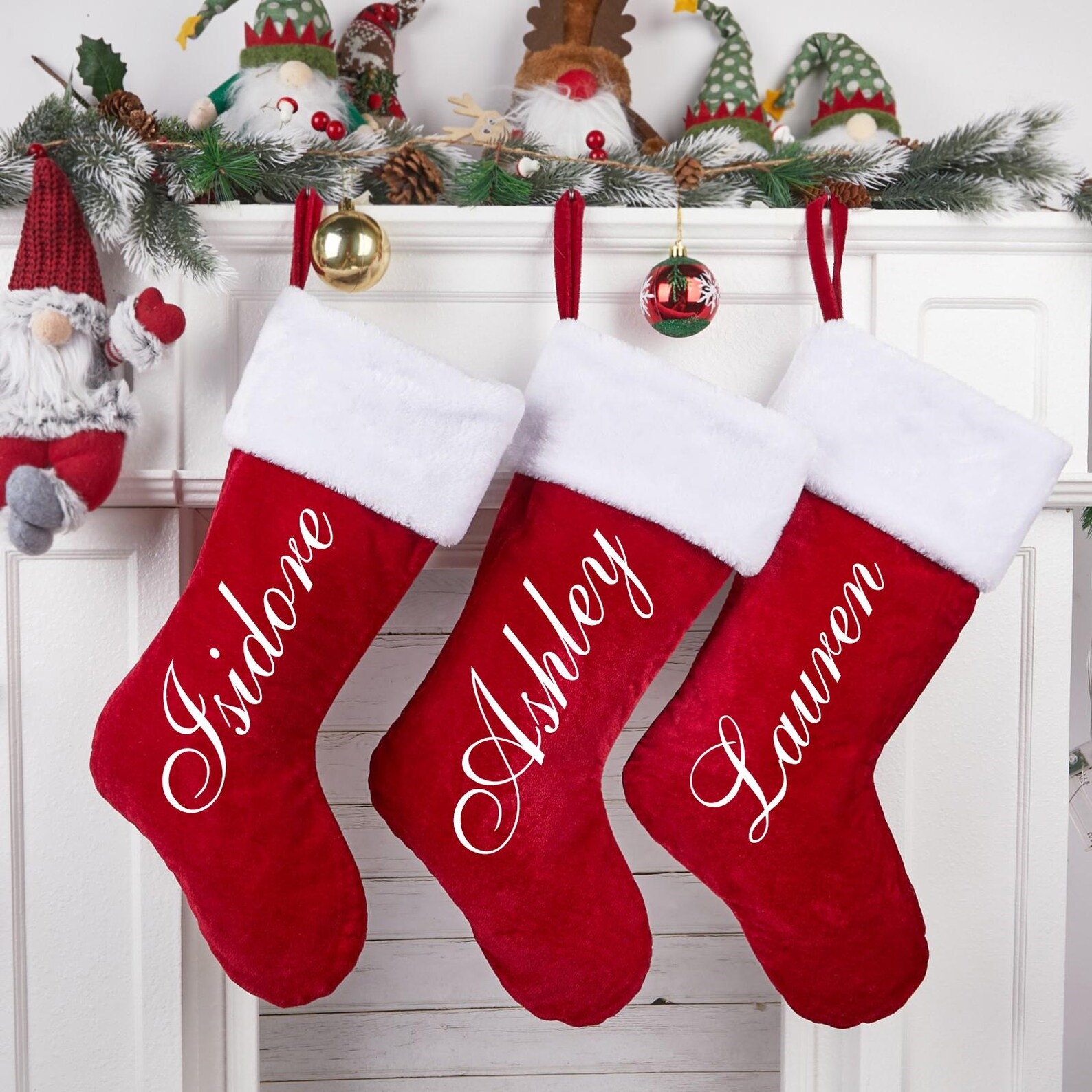 圣诞节礼物袋定制名字圣诞袜家庭圣诞节装饰品Christmas Stocking