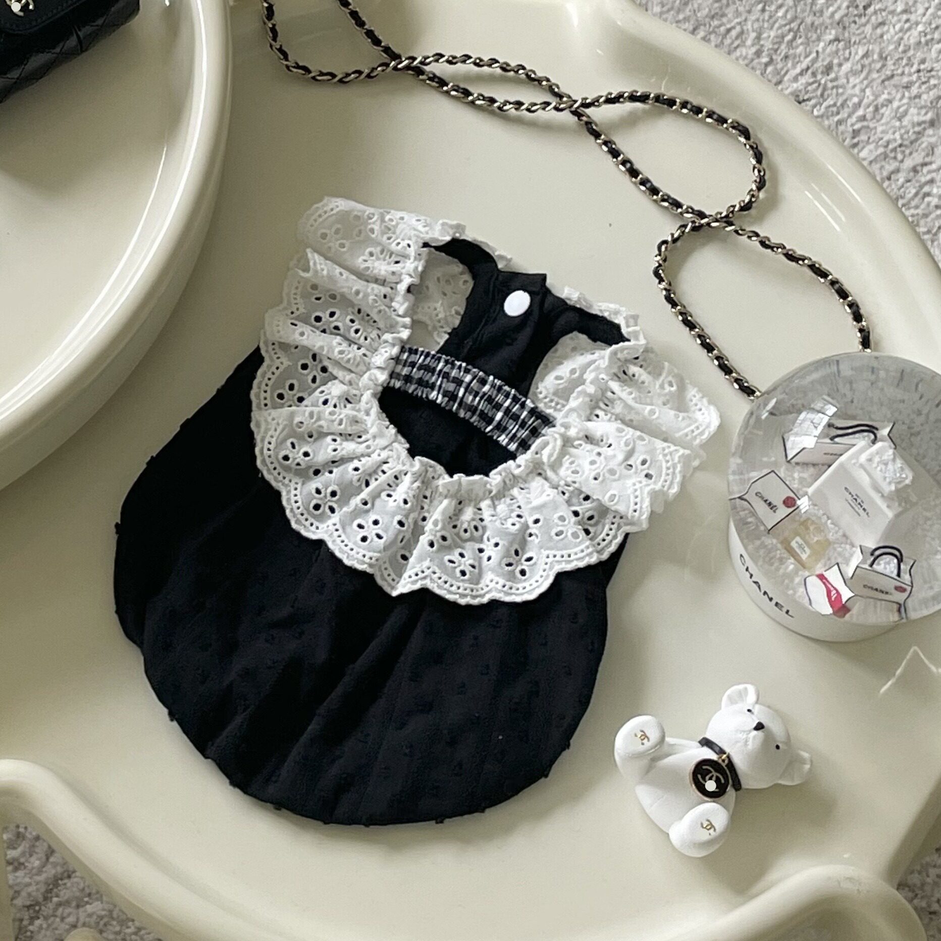 INS韩国jennie女团露背裙子狗狗猫咪花边背心宠物衣服夏天连衣裙