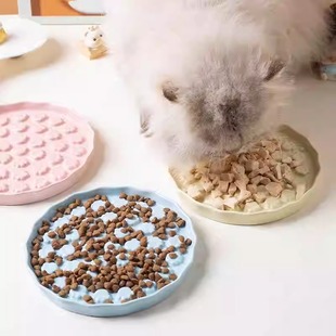 猫咪慢食碗陶瓷防噎舔食宠物用品狗食盆湿粮碗缓食盘猫碗狗盆狗碗
